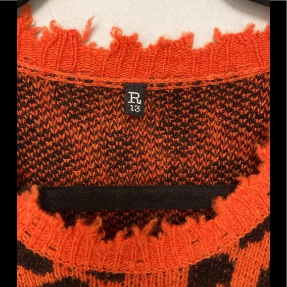 R13 Leopard Cashmere Crewneck Sweater $795 Size small. Oversized fit.